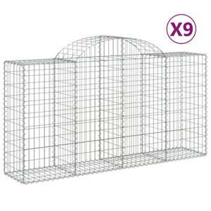 vidaXL 9 db &iacute;ves horganyzott vas gabion kos&aacute;r 200 x 50 x 100/120 cm