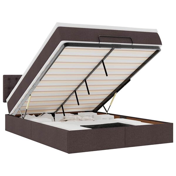 vidaXL Ottom&aacute;n &aacute;gy matraccal & LED-ek S&ouml;t&eacute;tbarna 140x190 cm sz&ouml;vet
