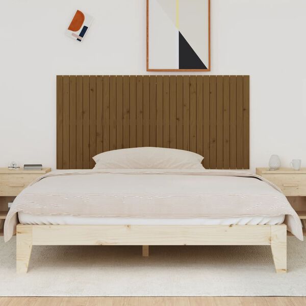 vidaXL m&eacute;zbarna t&ouml;m&ouml;r fenyőfa fali fejt&aacute;mla 185x3x90 cm