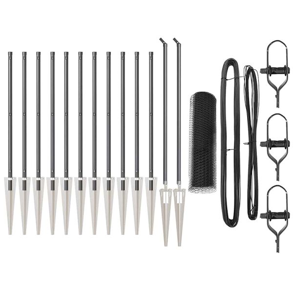 vidaXL Ker&iacute;t&eacute;soszlop Sz&uuml;rke 25 x 0,5 m (25 mm h&aacute;l&oacute;) Ac&eacute;l