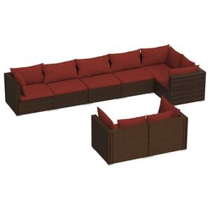 vidaXL 8 r&eacute;szes barna polyrattan kerti &uuml;lőgarnit&uacute;ra p&aacute;rn&aacute;kkal
