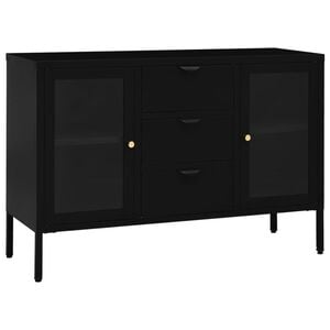 vidaXL fekete ac&eacute;l &eacute;s edzett &uuml;veg t&aacute;lal&oacute;szekr&eacute;ny 105 x 35 x 70 cm
