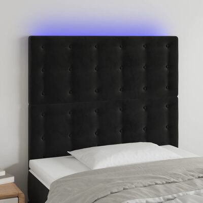 vidaXL fekete bársony LED-es fejtámla 80x5x118/128 cm