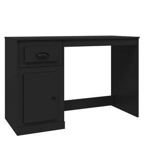 vidaXL fekete szerelt fa &iacute;r&oacute;asztal fi&oacute;kkal 115x50x75 cm