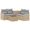 vidaXL Kanap&eacute; Szett 6 db Beige &eacute;s Vil&aacute;gossz&uuml;rke Poli rattan &eacute;s ac&eacute;l
