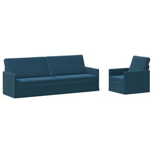 vidaXL Kanap&eacute; Szett 2 pcs K&eacute;k B&aacute;rsony