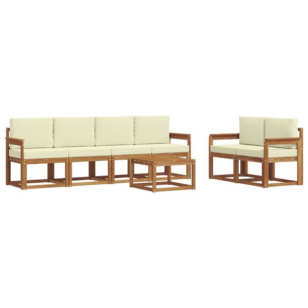 vidaXL K&uuml;lt&eacute;ri kanap&eacute; szett p&aacute;rn&aacute;val 7 pcs Term&eacute;szetes &eacute;s kr&eacute;msz&iacute;nű