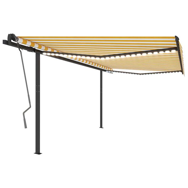 vidaXL sárga-fehér automata szélérzékelős és LED-es napellenző 4 x 3 m