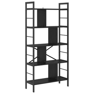 vidaXL K&ouml;nyvespolc 9 szintes 75 x 30 x 156 cm Szerelt Fa Fekete t&ouml;lgy