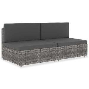 vidaXL 2 szem&eacute;lyes sz&uuml;rke elemes polyrattan kanap&eacute;