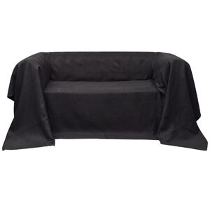Antracitsz&uuml;rke mikro-vel&uacute;r kanap&eacute;huzat v&eacute;dő 270 x 350 cm