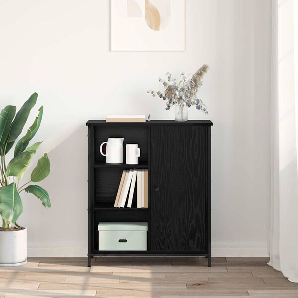 vidaXL Sz&eacute;f Fekete t&ouml;lgy 70 x 30 x 80 cm Faanyag