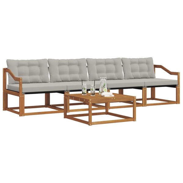 vidaXL K&uuml;lt&eacute;ri kanap&eacute; szett 5 pcs Term&eacute;szetes &eacute;s Vil&aacute;gossz&uuml;rke