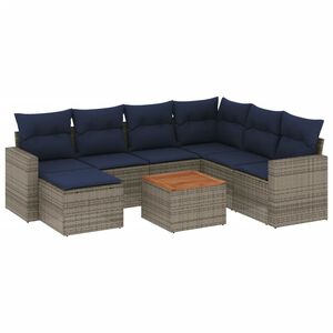 vidaXL 8 db sz&uuml;rke polyrattan kerti kanap&eacute;garnit&uacute;ra p&aacute;rn&aacute;kkal