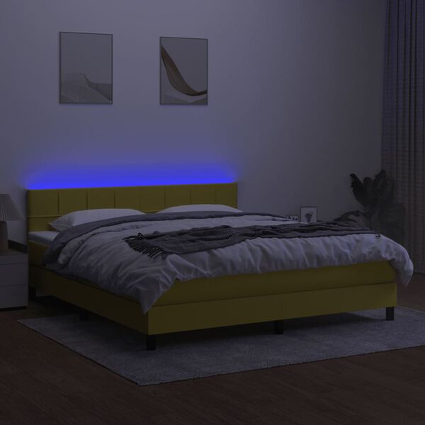 vidaXL z&ouml;ld sz&ouml;vet rug&oacute;s &eacute;s LED-es &aacute;gy matraccal 160x200 cm