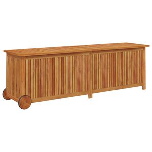 vidaXL t&ouml;m&ouml;r ak&aacute;cfa kerti t&aacute;rol&oacute;l&aacute;da kerekekkel 150 x 50 x 58 cm
