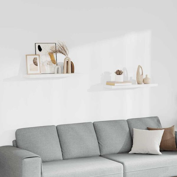 vidaXL 2 db feh&eacute;r MDF lebegő fali polc 80 x 23,5 x 3,8 cm