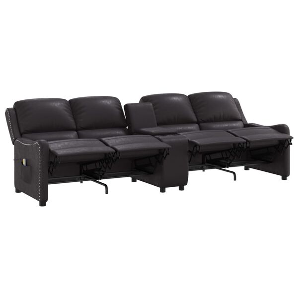 vidaXL 4 személyes fényes fekete műbőr masszázsfotel pohártartóval