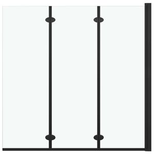 vidaXL 3 paneles fekete ESG zuhanyz&oacute; &ouml;sszecsukhat&oacute; ajt&oacute;val 130x138 cm