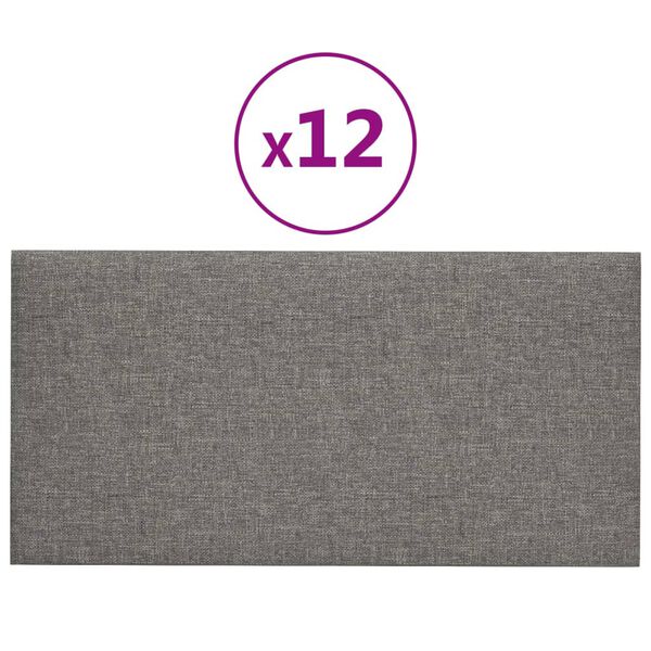 vidaXL 12 db világosszürke szövet fali panel 60x30 cm 2,16 m²