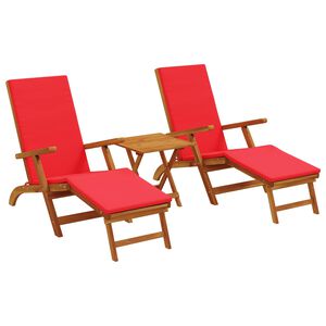 vidaXL F&uuml;ggő&aacute;gy &eacute;s &ouml;sszecsukhat&oacute; napoz&oacute;&aacute;gy 3 pcs Piros T&ouml;m&ouml;r Ak&aacute;cfa