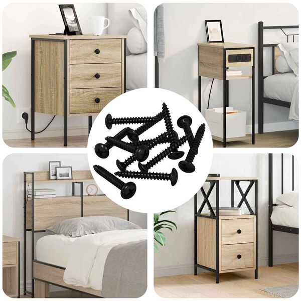 vidaXL F&uacute;r&oacute; Szegecsek 12 pcs Fekete M4 x 28 mm Ac&eacute;l