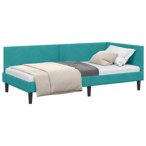 vidaXL Sarok&aacute;gy keret fejt&aacute;ml&aacute;val T&uuml;rkiz 80 cm x 200 cm B&aacute;rsony