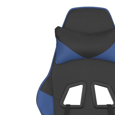 vidaXL Masszázs játékszék fekete-kék műbőr lábtartóval