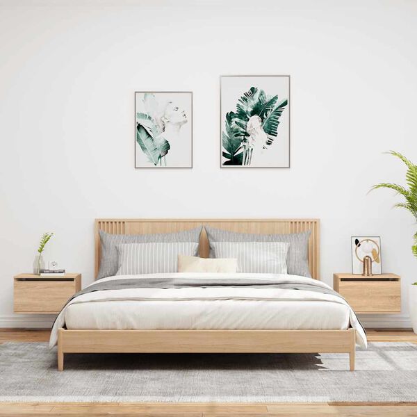 vidaXL 2 db sonoma tölgy színű fali éjjeliszekrény LED-világítással