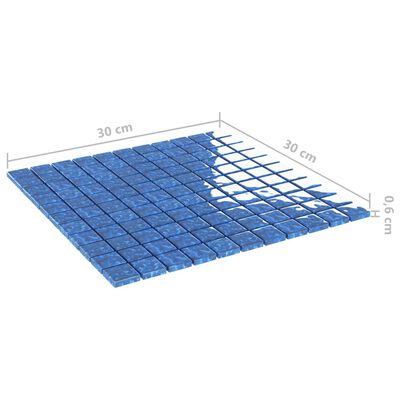 vidaXL 11 db kék üveg mozaikcsempe 30 x 30 cm