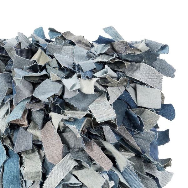 vidaXL k&eacute;k bőr &eacute;s pamut bozontos farmerp&aacute;rna 60 x 60 cm