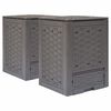 vidaXL 2 db barna műanyag rattan kerti komposzt&aacute;l&oacute; 60x60x83 cm 600 L