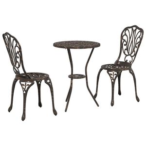 vidaXL Kert Bistro K&eacute;szlet 3 db Bronz Alum&iacute;nium