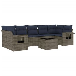 vidaXL 8 db sz&uuml;rke polyrattan kerti kanap&eacute;garnit&uacute;ra p&aacute;rn&aacute;kkal