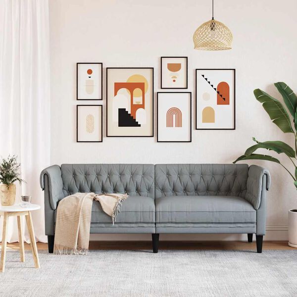 vidaXL vil&aacute;gossz&uuml;rke 3 szem&eacute;lyes sz&ouml;vet Chesterfield kanap&eacute;