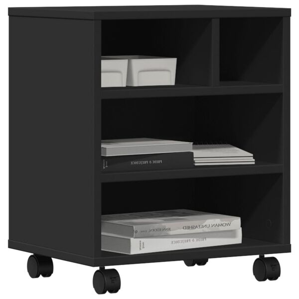 vidaXL fekete nyomtat&oacute;&aacute;llv&aacute;ny kerekekkel 41 x 32 x 48 cm