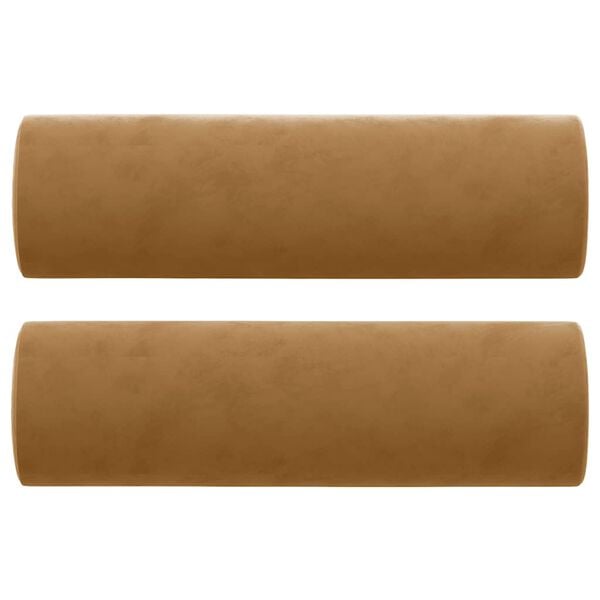 vidaXL 2 db barna bársony díszpárna Ø15x50 cm