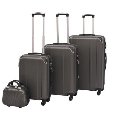 vidaXL 4 darabos, antracit, kemény fedeles, görgős bőrönd szett