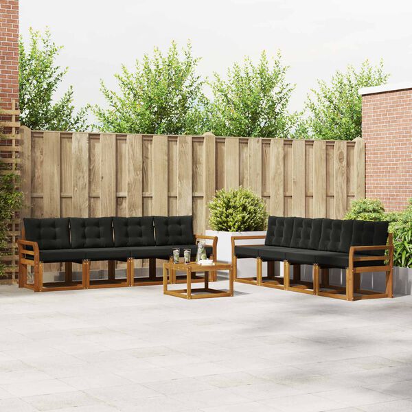 vidaXL K&uuml;lt&eacute;ri kanap&eacute; szett p&aacute;rn&aacute;val 9 pcs Term&eacute;szetes &eacute;s fekete