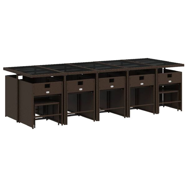 vidaXL 15 r&eacute;szes barna polyrattan kerti &uuml;lőgarnit&uacute;ra p&aacute;rn&aacute;kkal