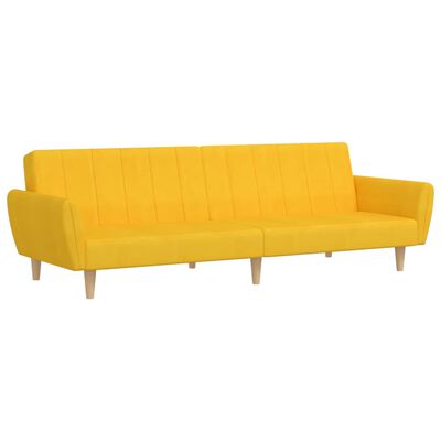 vidaXL kétszemélyes sárga szövet kanapéágy lábtartóval