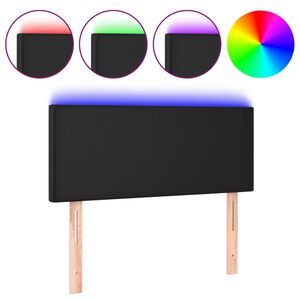 vidaXL fekete műbőr LED-es fejt&aacute;mla 90 x 5 x 78/88 cm