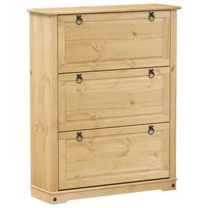vidaXL Corona t&ouml;m&ouml;r fenyőfa cipőszekr&eacute;ny 99x32x124,5 cm