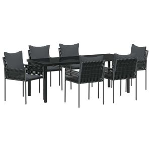 vidaXL Kert &eacute;tkező szett 7 pcs Fekete &eacute;s Sz&uuml;rke PE Rattan