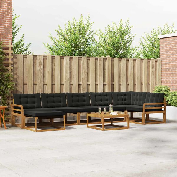 vidaXL K&uuml;lt&eacute;ri kanap&eacute; szett 22 pcs Term&eacute;szetes &eacute;s fekete T&ouml;m&ouml;r Ak&aacute;cfa