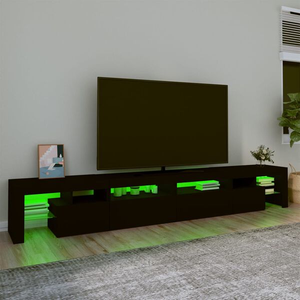 vidaXL fekete TV-szekr&eacute;ny LED-vil&aacute;g&iacute;t&aacute;ssal 260x36,5x40 cm
