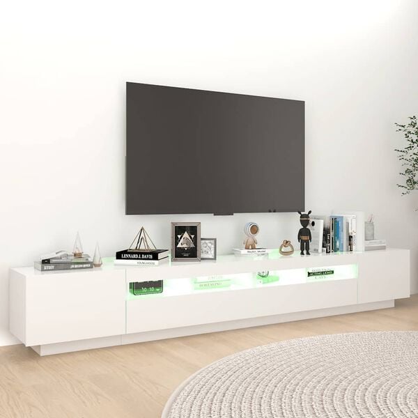 vidaXL feh&eacute;r TV-szekr&eacute;ny LED-l&aacute;mp&aacute;kkal 260 x 35 x 40 cm