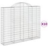 vidaXL 10 db &iacute;ves horganyzott vas gabion kos&aacute;r 200x30x160/180 cm