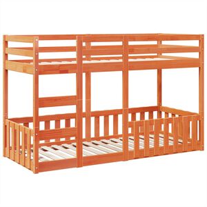 vidaXL viaszbarna t&ouml;m&ouml;r fenyőfa emeletes &aacute;gy 75 x 190 cm