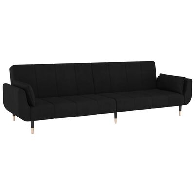 vidaXL kétszemélyes fekete bársony kanapéágy 2 párnával